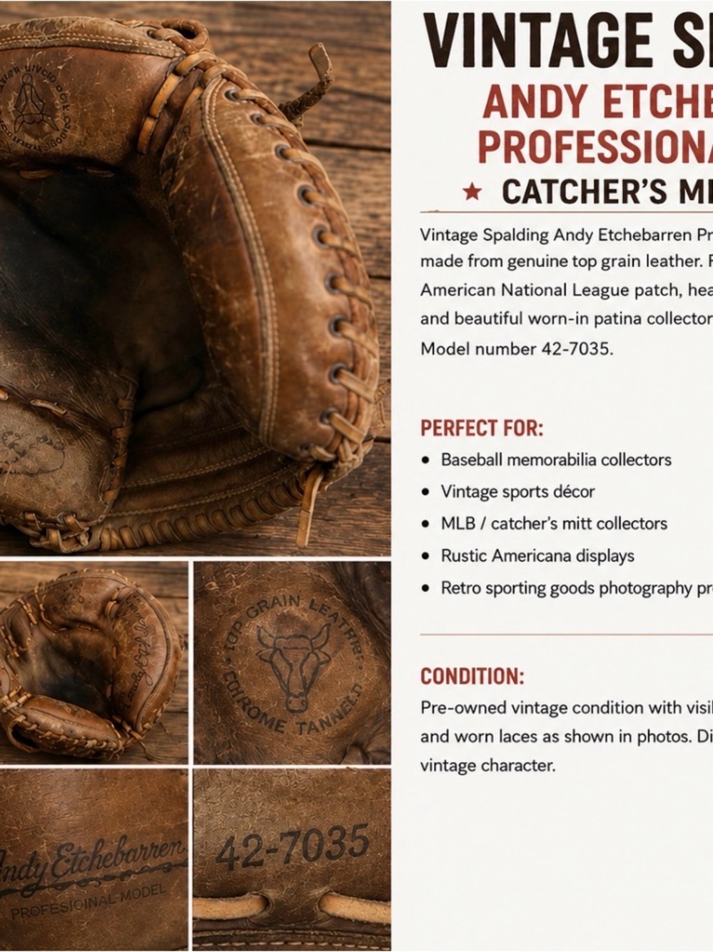 Spalding Brown Leather Catcher’s Mitt
